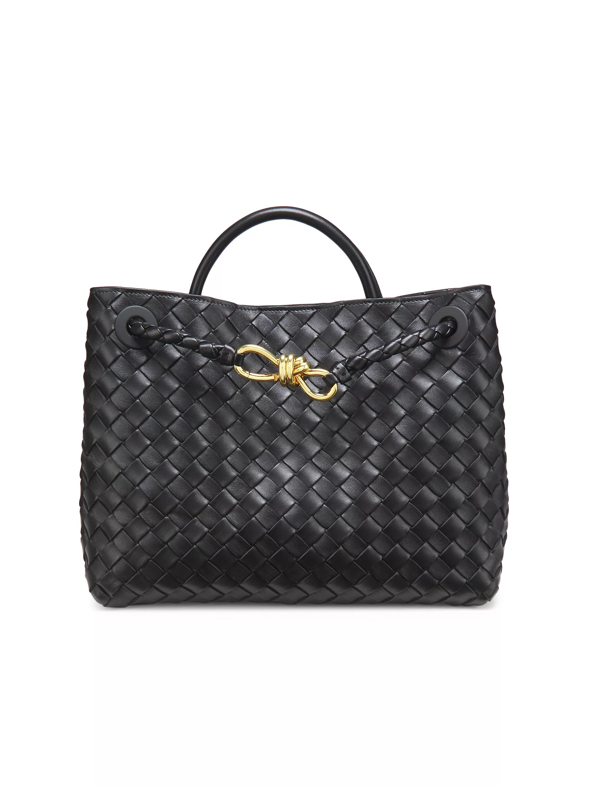 Medium Andiamo Intrecciato Leather Top-Handle Bag