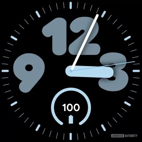 Pixel Watch 2 watch face with bold analog design
