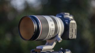 Fotga Variable IR filter product shot outside on a 70-200mm lens