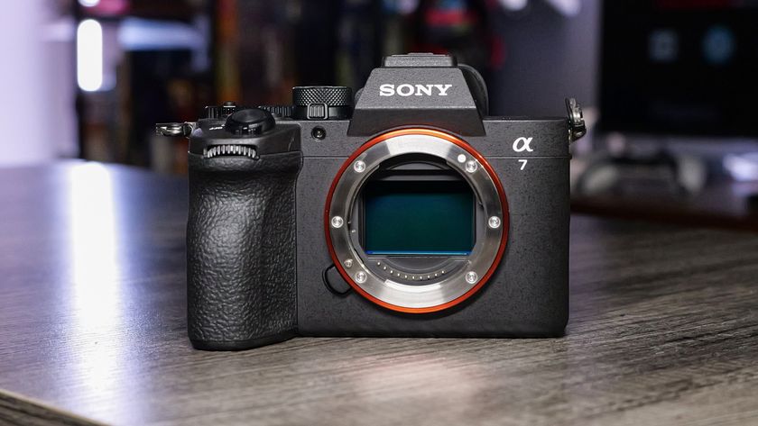 An image of the Sony A7 V with its sensor showing