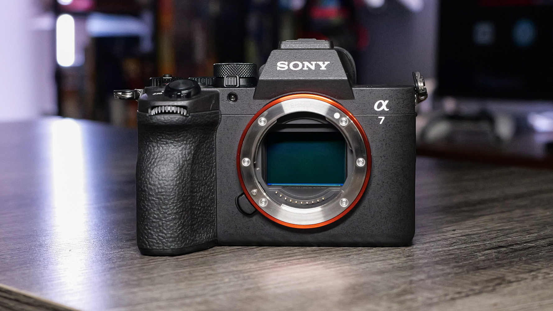 An image of the Sony A7 V with its sensor showing