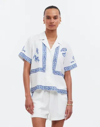 MW, Madewell X Lisa Says Gah! Embroidered Button-Front Shirt