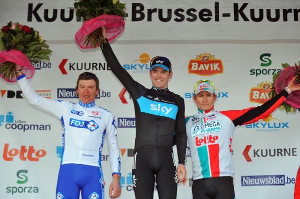 The top three (l-r): Yauheni Hutarovich, Chris Sutton and Andr&eacute; Greipel (Omega Pharma-Lotto)