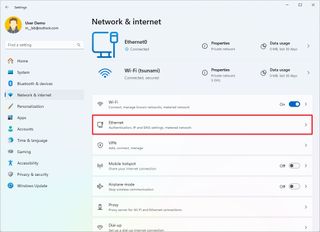 Open Ethernet settings