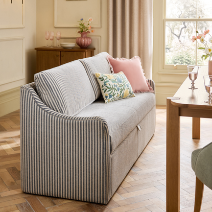 Next Chenille Stripe Slate Blue Aldridge Storage Dining Bench