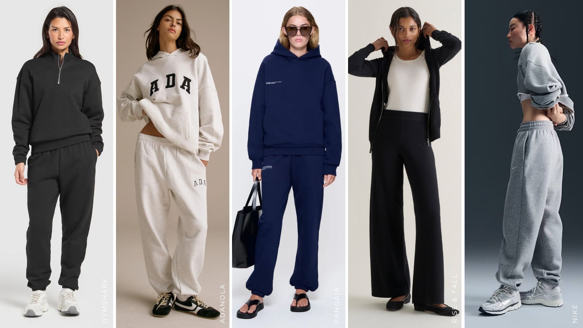 composite of 5 of the matching loungewear sets from the article