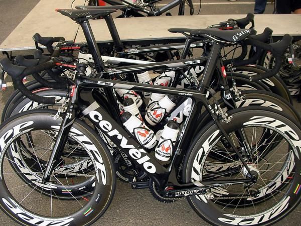 The Cervelo bikes await their riders.