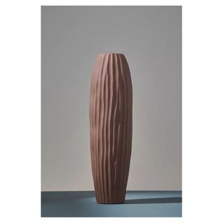 textural tall clay vase