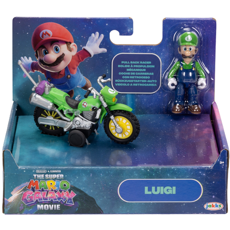 The Super Mario Galaxy Movie – 2.5 Inch Action Figure With Pull Back Motorcycle – Luigi
