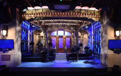 The SNL stage on display during a media preview on May 29, 2015 at the Saturday Night Live: The Exhibition, celebrating the NBC programs 40-year history.