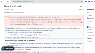 Screenshot of Rundbowie user page on Wikipedia