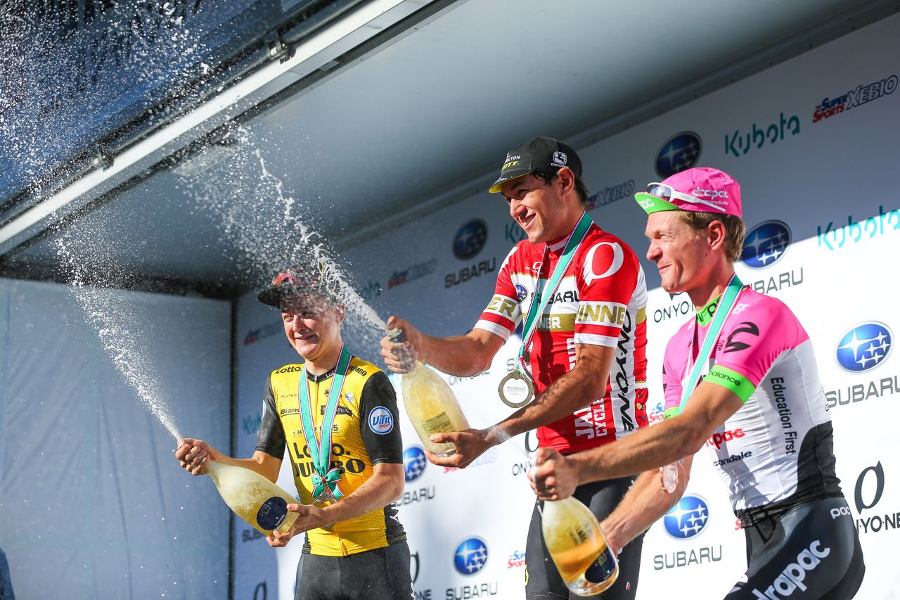 Celebrations on the podium