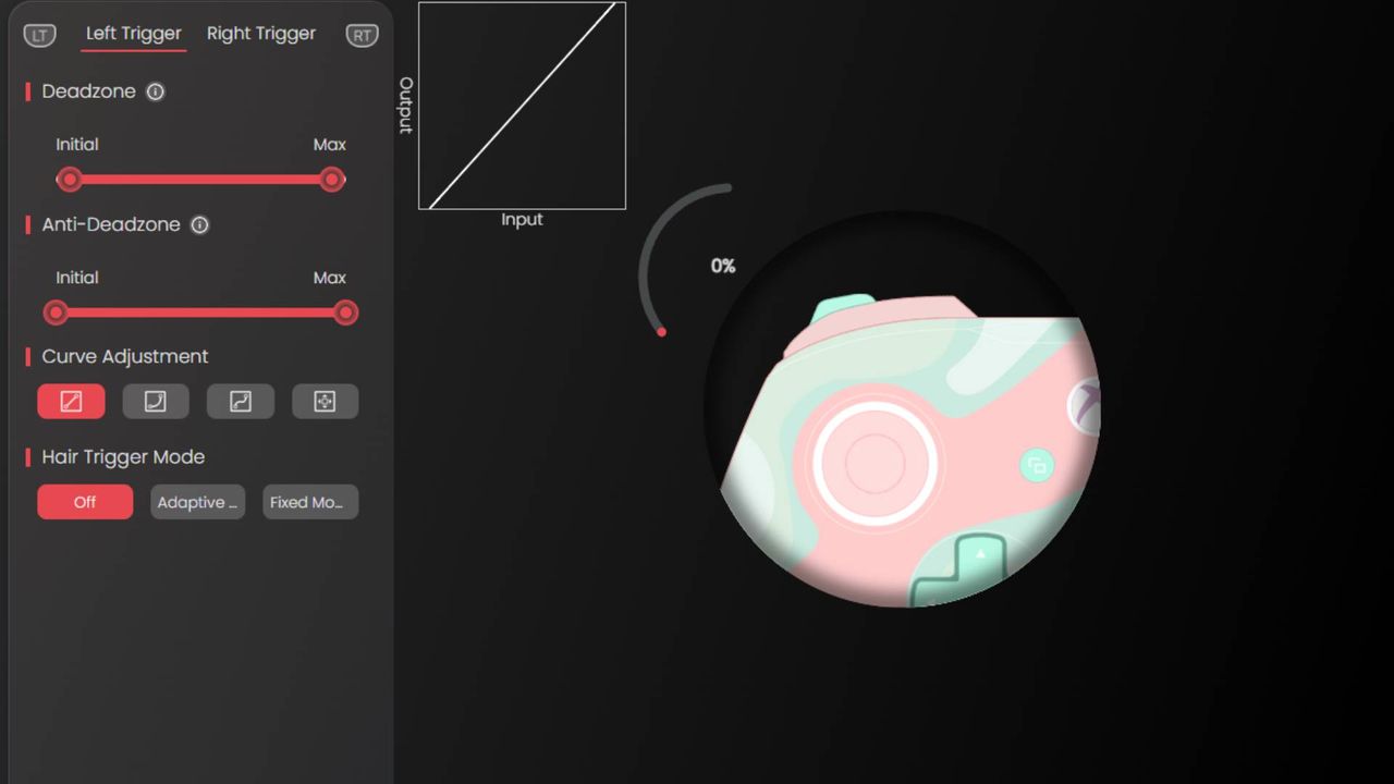 Screenshots of all the options available in the GameSir Nexus software.