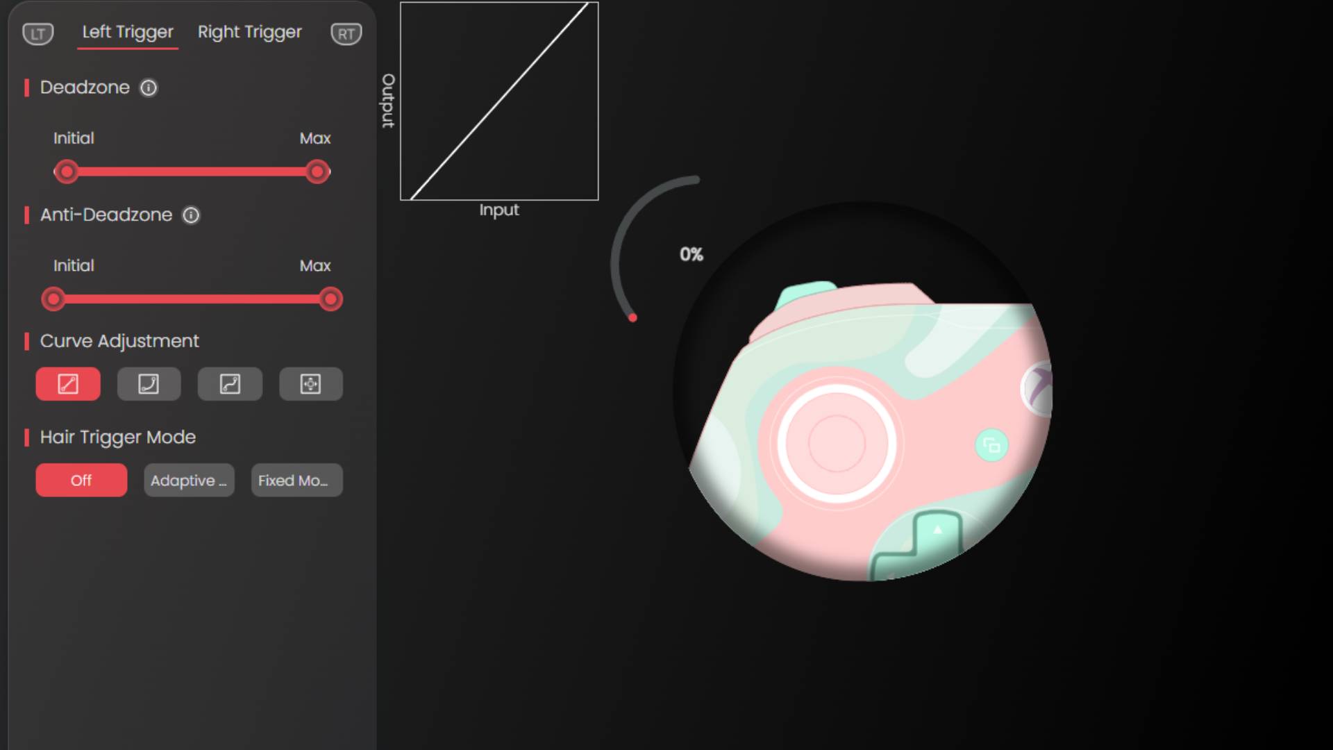 Screenshots of all the options available in the GameSir Nexus software.
