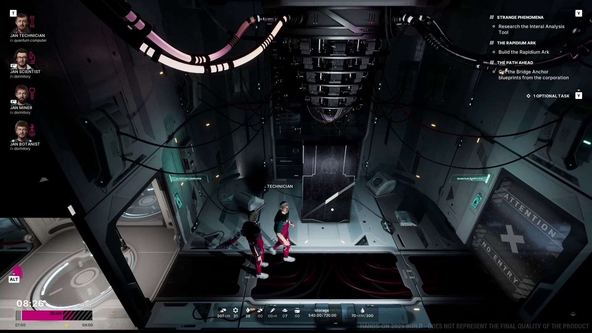 The Alters screenshot of Jan Dolski next to the Technician in the Quantum room