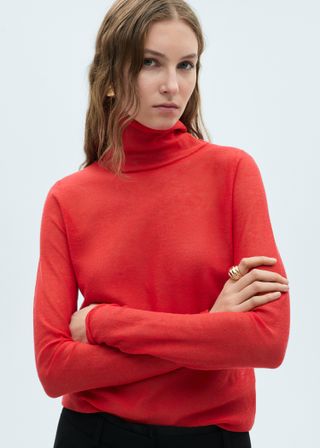 Semi-Transparent Turtleneck Sweater - Women | Mango United Kingdom