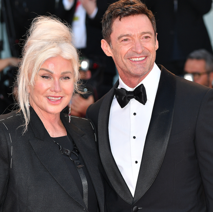 Australian actor Hugh Jackman and his wife Australian director Deborra-Lee Furness attend "The Son" red carpet at the 79th Venice International Film Festival on September 07, 2022 in Venice, Italy