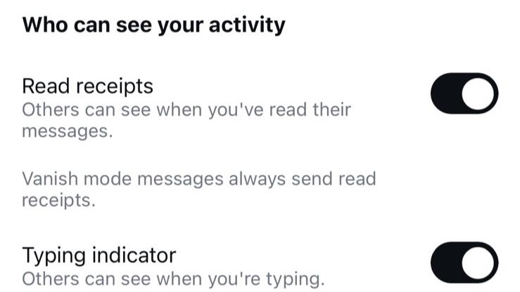 A Read receipts toggle in Instagram settings