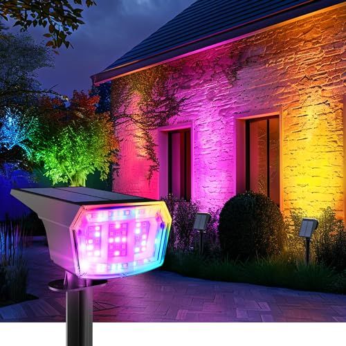 Solar Spot Lights Outdoor Waterproof, 2 Packs