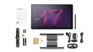 Wacom Cintiq Pro 17 review; a large drawing tablet display and all its cables and stand