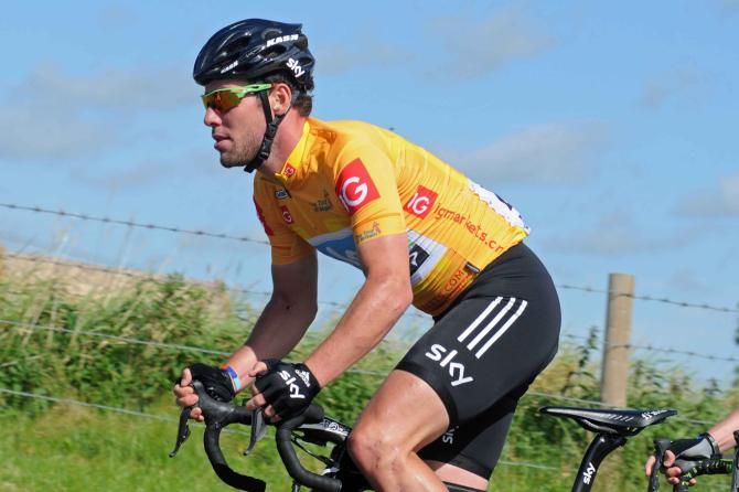 Mark Cavendish (Sky) in the gold jersey in 2012
