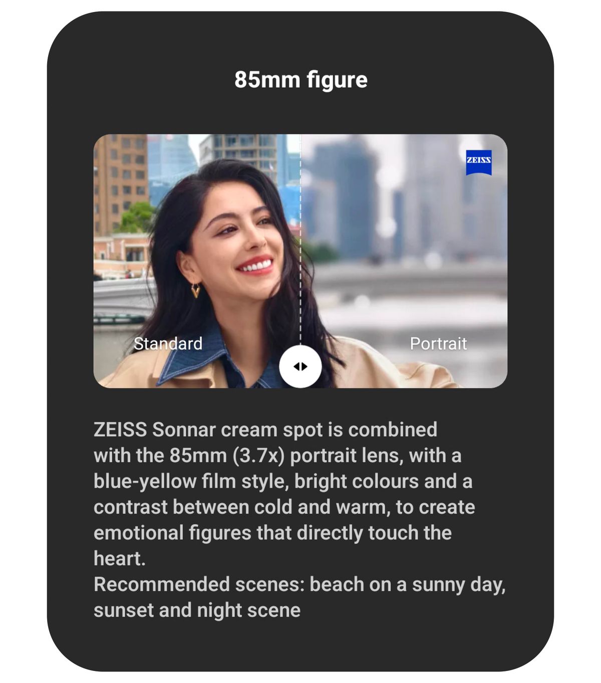 A screenshot of the Vivo X100 Pro Zeiss portrait modes