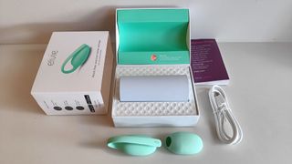 All components of the Elvie pelvic floor trainer in box