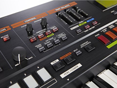 The Roland JP-50's twin real-time dials can be assigned to various controller duties or the 'tone blender' function to control multiple parameters at once.