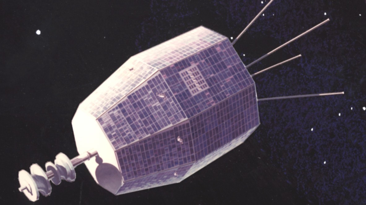 Reconstruction of NASA&#039;s Relay 2 satellite in space.