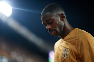 Ousmane Dembele of FC Barcelona looks on during the LaLiga Santander match between Valencia CF and FC Barcelona at Mestalla stadium, October 29, 2022, Valencia, Spain.