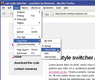 Switch styles with CSS: FireFox page style function