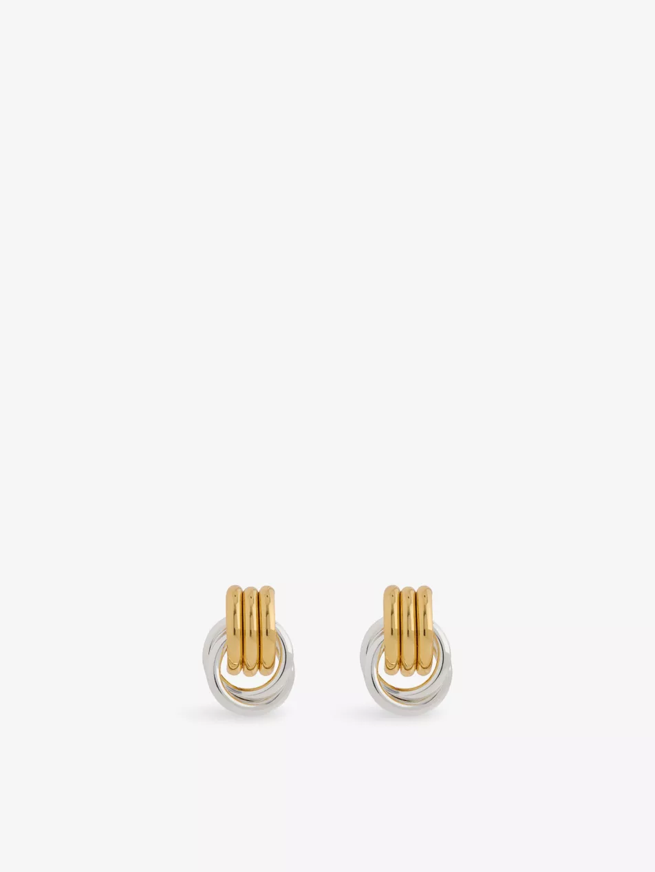 Mini Knot Yellow-Gold Plated Metal Stud Earrings