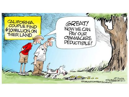 Political cartoon ObamaCare deductible