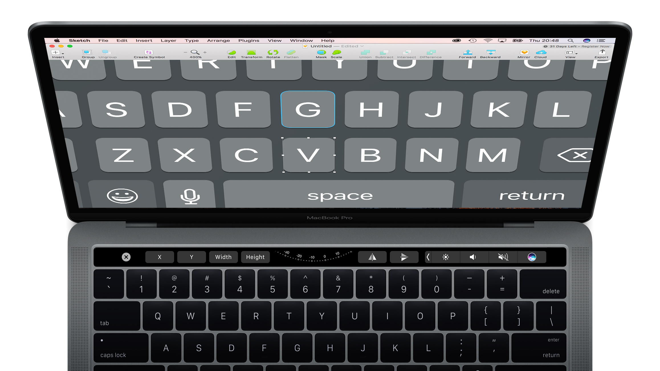 Beyond buttons and sliders: Sketch comes with a Touch Bar rotating dial