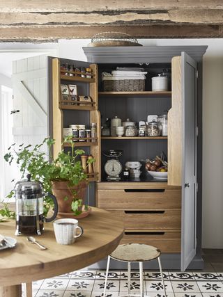 Freestanding grey pantry cupboard
