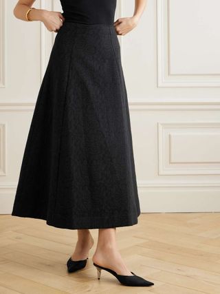 Floral Organic Cotton-Jacquard Skirt