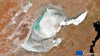 Lake Tuz, the second largest lake in Turkey, has completely dried out in the summer of 2021.