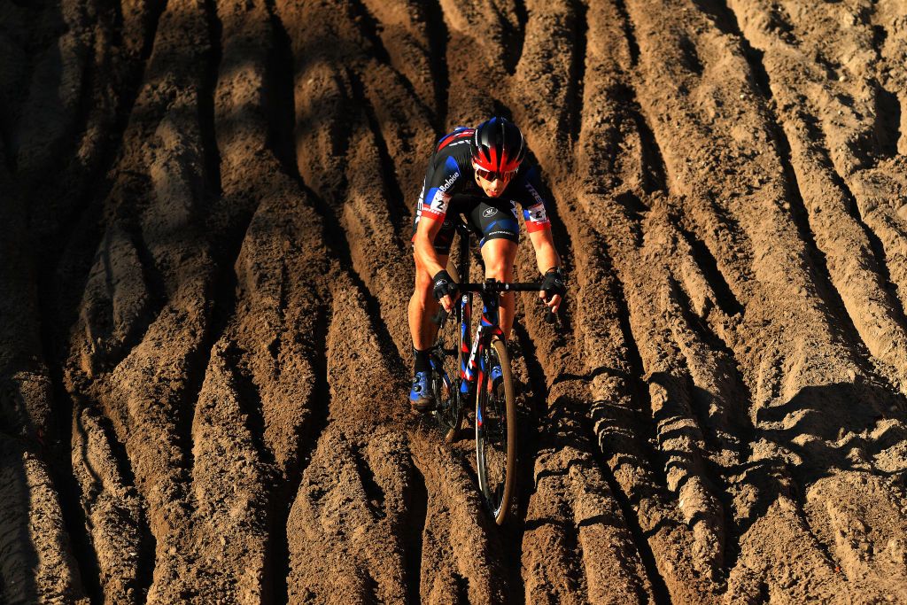 ZONHOVEN BELGIUM OCTOBER 24 Lars Van Der Haar of The Netherlands and Team Baloise Trek Lions competes during the 25th Zonhoven UCI CycloCross Worldcup 2021 Mens Elite CXWorldCup UCIcyclocrossWC zonhoven on October 24 2021 in Zonhoven Belgium Photo by Luc ClaessenGetty Images