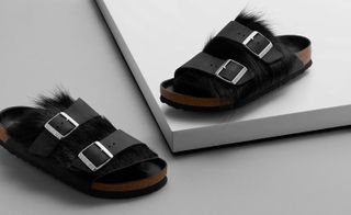 Black double strapped sandals