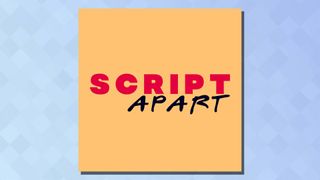 The logo of the Script Apart podcast on a blue background