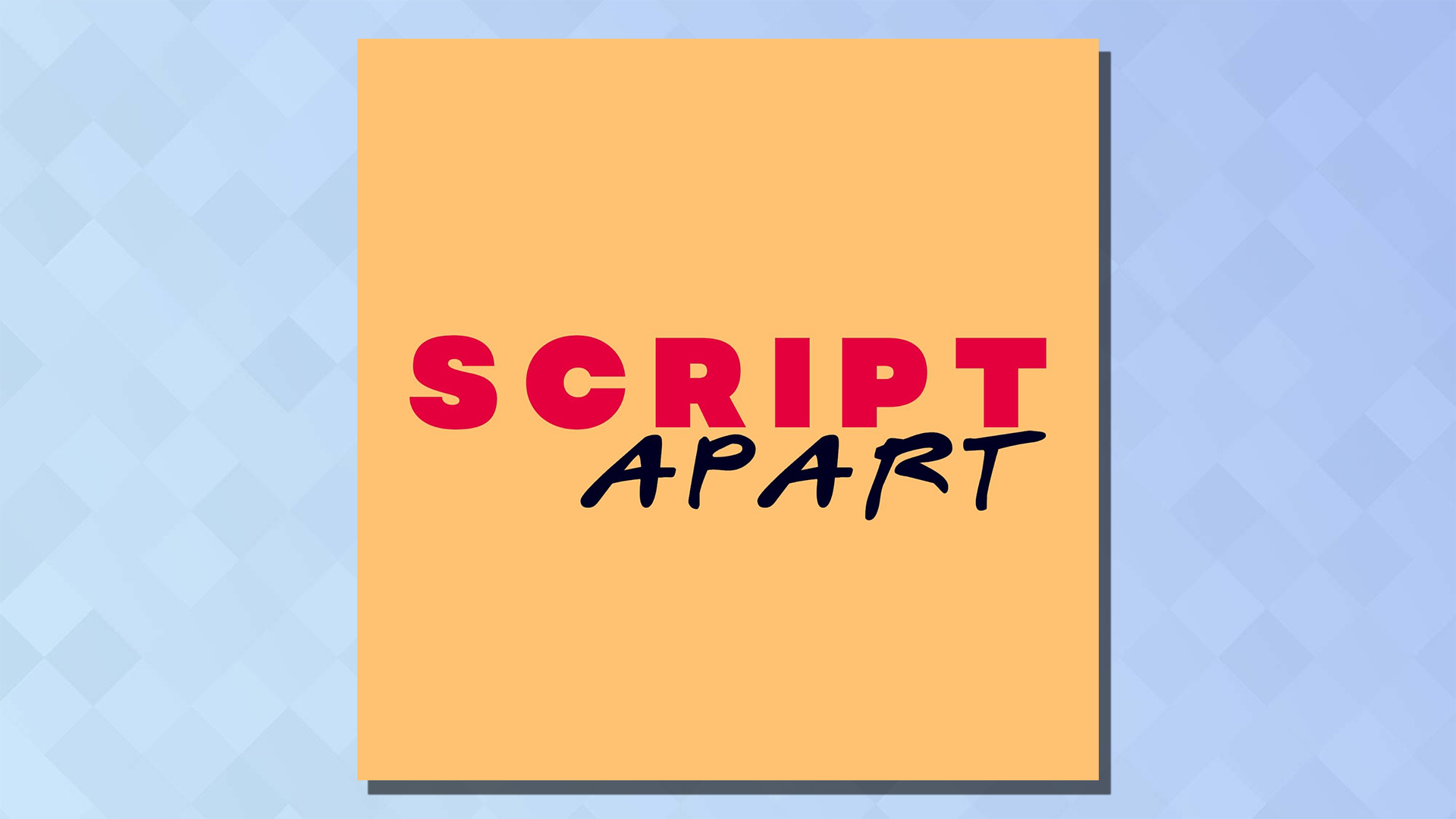 The logo of the Script Apart podcast on a blue background