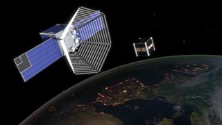 CleanSpace One closes in on a CubeSat.