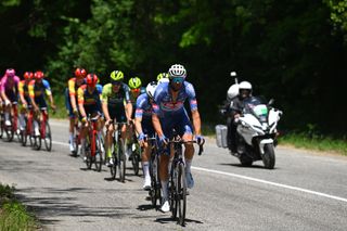 Jimmy Janssens leading the peloton on stage 9 of the Giro d'Italia