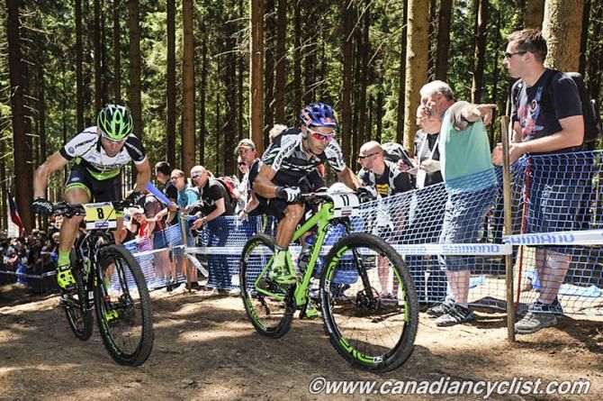 Thomas Litscher (Multivan Merida Biking Team) and Marco Aurelio Fontana (Cannondale Factory Racing)