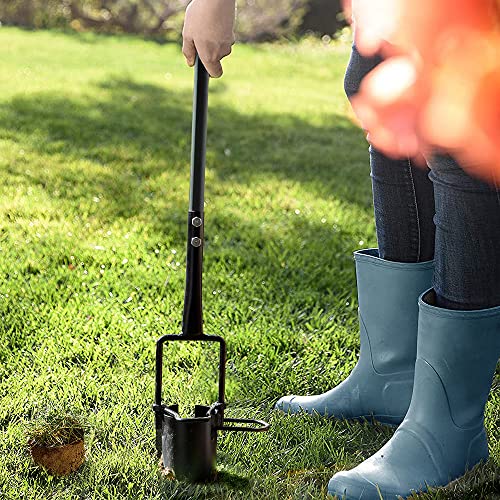 Colwelt Bulb Planter Tool Long Handle, Serrated Base Bulb Planters Gardening Bulb Transplanter With Soft Grip, Heavy Duty Sod Plugger for Digging Holes to Plant Tulips, Iris, Daffodils