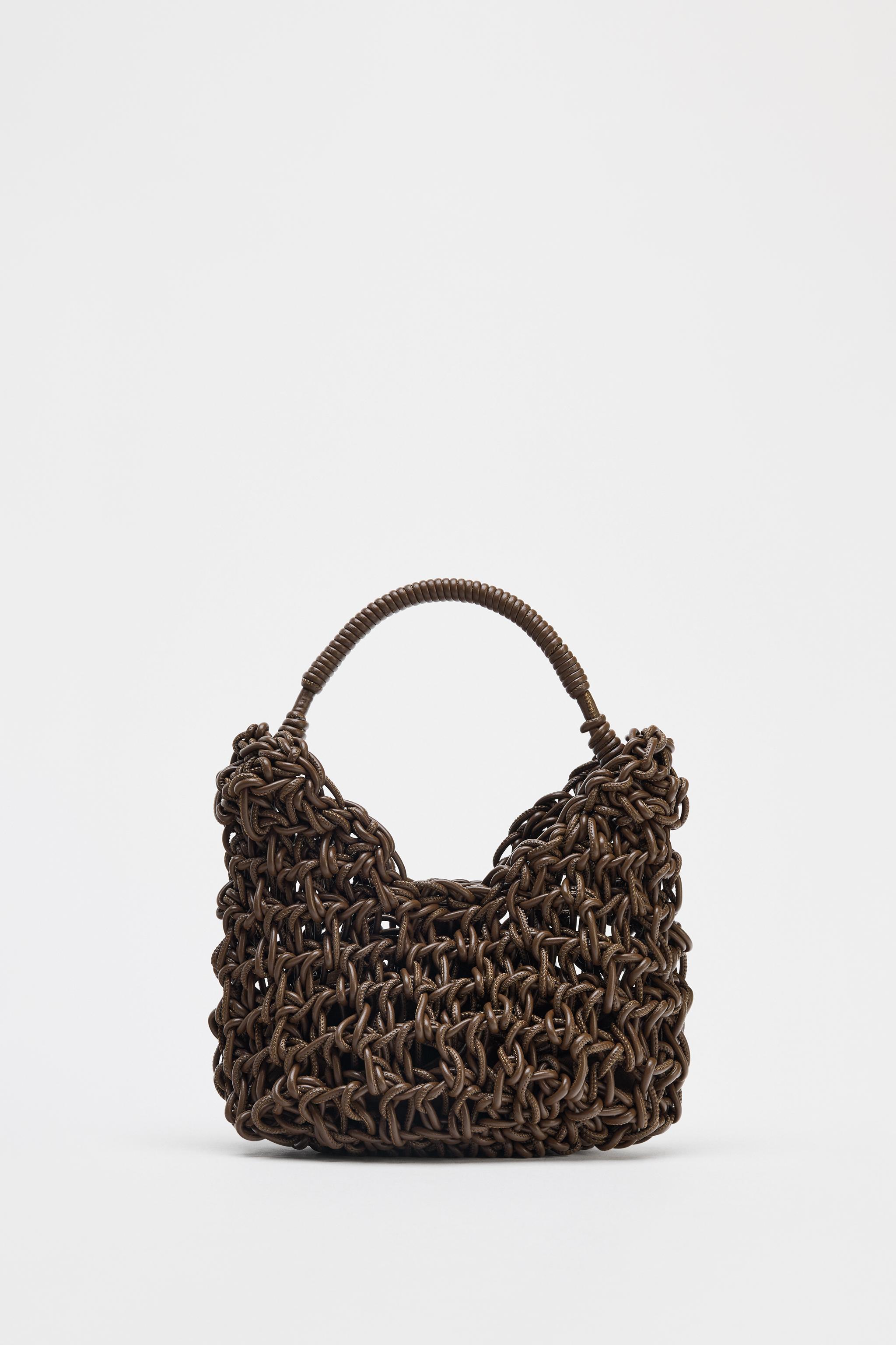 Topstitched Woven Handbag