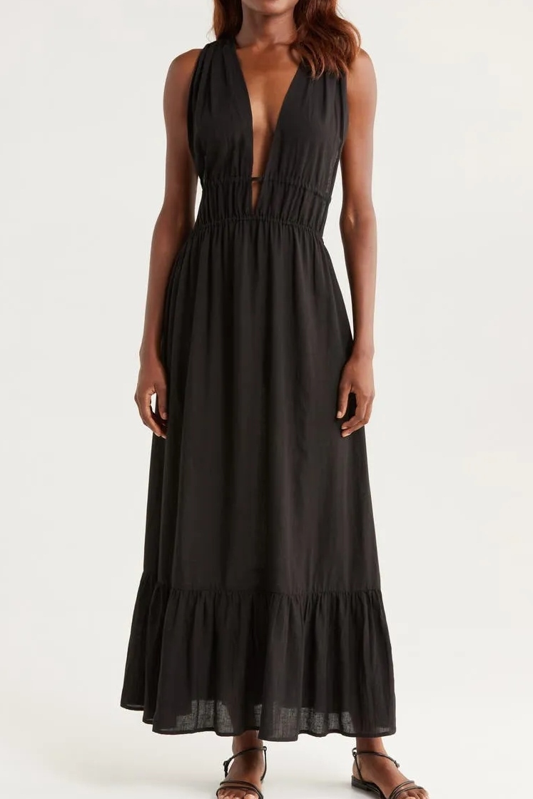 Nordstrom, Ruched Plunge Maxi Cover-Up Dress (Was $79) 