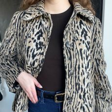 a Rixo leopard jacket worn with jeans