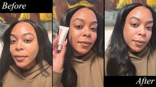 Ariel Baker testing Chantecaille Blush