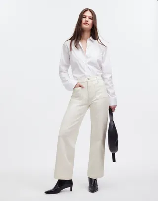 The Emmett Wide-Leg Jean in Tile White: Patch Pocket Edition